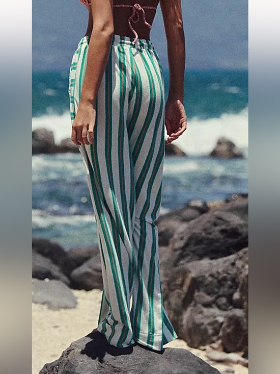 Free People Pants - Free People Dana Pants Striped Pink and Turquoise, Worn Once